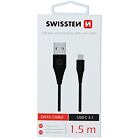 Dátový kábel Swissten USB/USB-C 3.1 - čierny 1,5M (7mm)