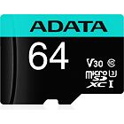 ADATA V30S/micro SDXC/64GB/95MBps/UHS-I U3 / Class 10/+ Adaptér