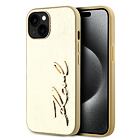 Karl Lagerfeld Wrinkled PU Signature Logo Zadní Kryt pro iPhone 14 Gold