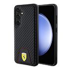 Ferrari PU Leather Bottom Carbon Zadní Kryt pro Samsung Galaxy S24 Black