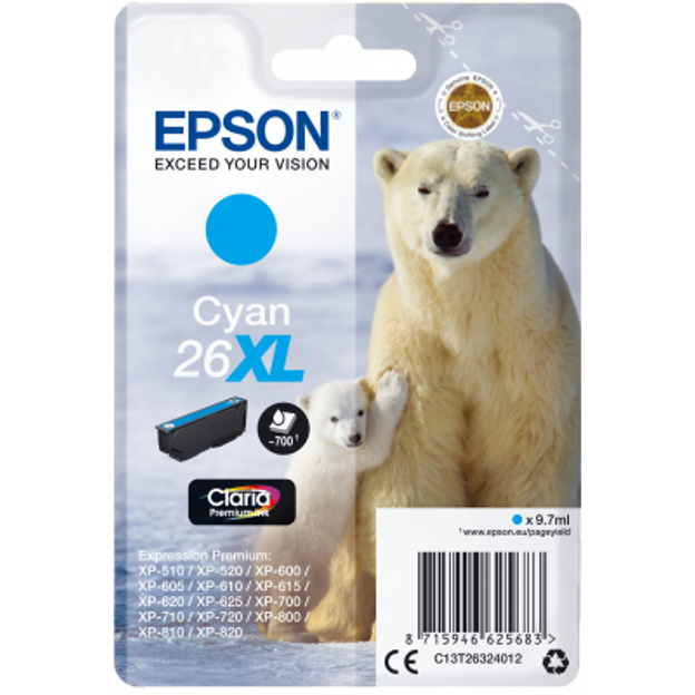 Epson Singlepack Cyan 26XL Claria Premium Ink