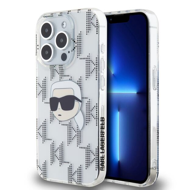 Karl Lagerfeld IML Electroplated Karl Head Zadní Kryt pro iPhone 15 Pro Transparent