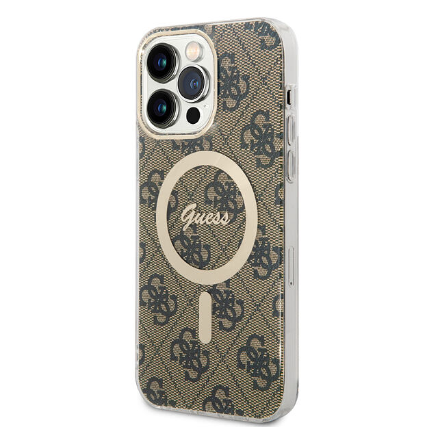 Guess IML 4G MagSafe Zadní Kryt pro iPhone 15 Pro Max Brown