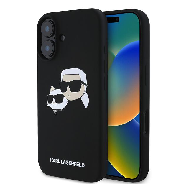 Karl Lagerfeld Liquid Silicone Double Heads MagSafe Zadní Kryt pro iPhone 16 Plus Black