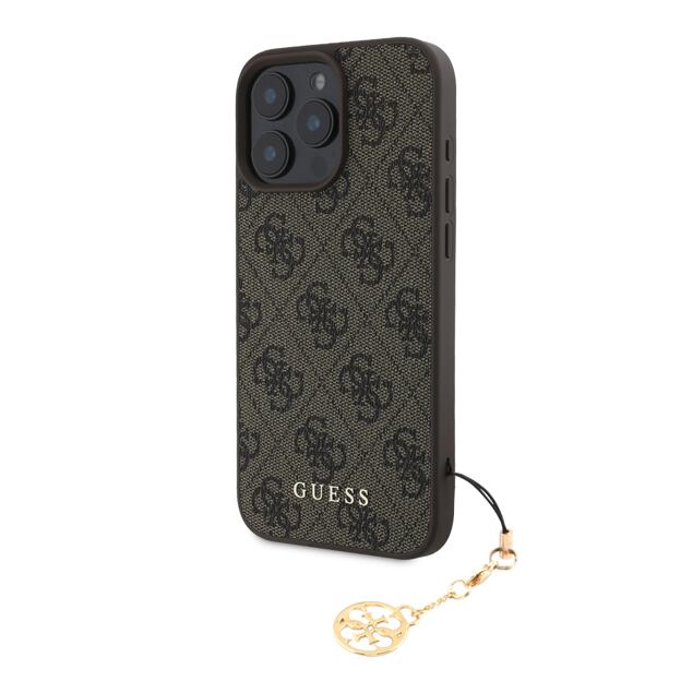 Guess 4G Charm Zadní Kryt pro iPhone 16 Pro Max Tone on Tone Brown