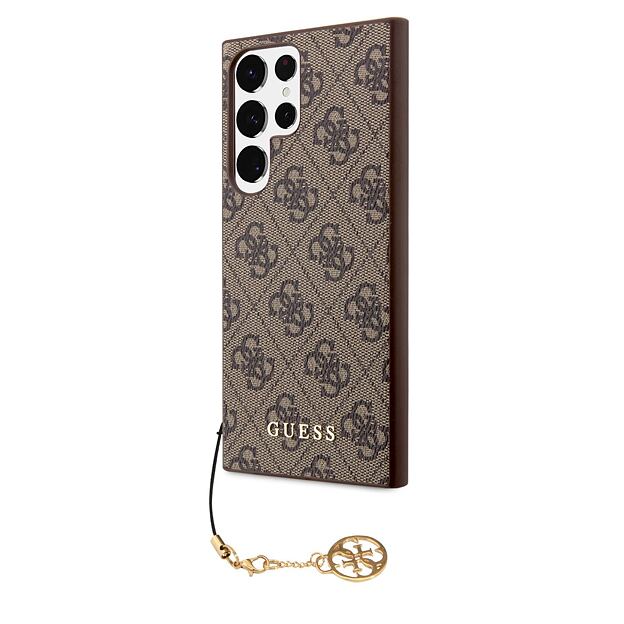 Guess 4G Charm Zadní Kryt pro Samsung Galaxy S23 Ultra Brown