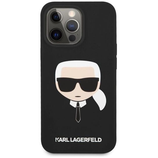 Karl Lagerfeld KLHCP13LSLKHBK Liquid Silicone Karl Head Kryt pro iPhone 13 Pro Black