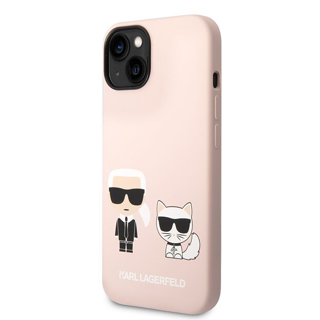 Karl Lagerfeld MagSafe Kompatibilní Kryt Liquid Silicone Karl and Choupette pro iPhone 14 Plus Pink