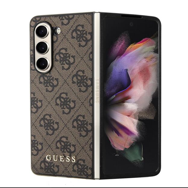 Guess 4G Charm Zadní Kryt pro Samsung Galaxy Z Fold 5 Brown