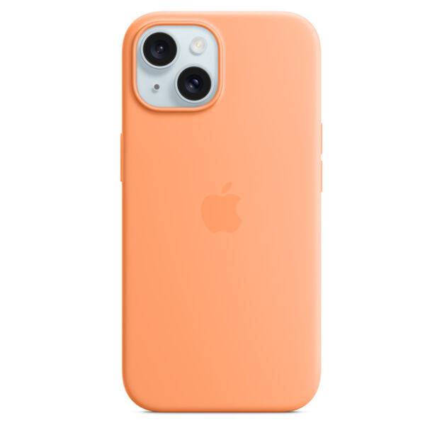 APPLE iPhone 15 Silicone Case with MS - Orange Sorbet