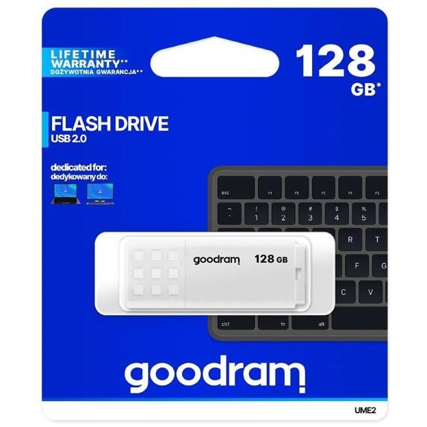 GOODRAM Flash Disk 128GB UME2, USB 2.0, bílá