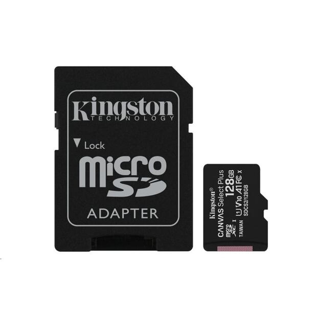 Kingston Canvas Select Plus A1/micro SDXC/128GB/UHS-I U1 / Class 10/+ Adaptér