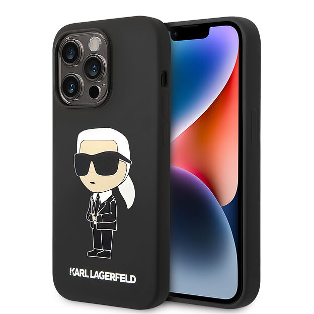 Karl Lagerfeld Liquid Silicone Ikonik NFT Zadní Kryt pro iPhone 15 Pro Black