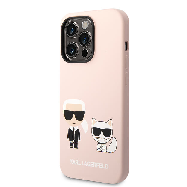 Karl Lagerfeld MagSafe Kompatibilní Kryt Liquid Silicone Karl and Choupette pro iPhone 14 Pro Max Pi