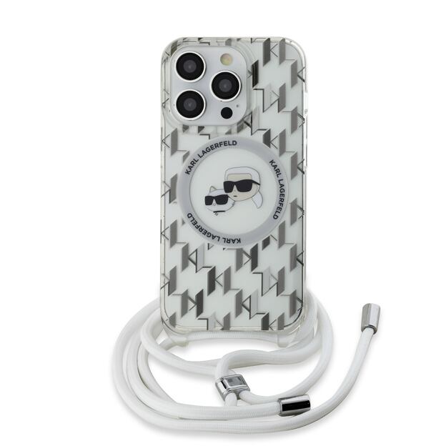 Karl Lagerfeld IML Monogram Crossbody K&CH Heads MagSafe Zadní Kryt pro iPhone 13 Pro Max Transparen