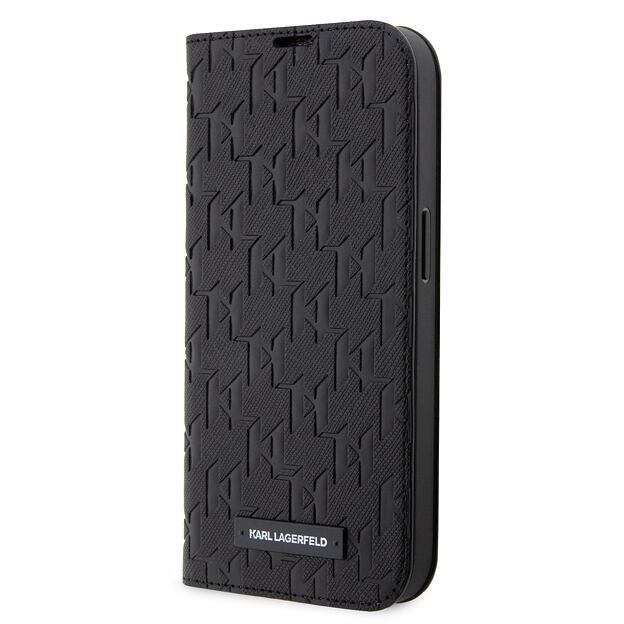 Karl Lagerfeld PU Saffiano Monogram Book Pouzdro pro iPhone 14 Pro Max Black