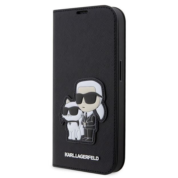 Karl Lagerfeld PU Saffiano Karl and Choupette NFT Book Pouzdro pro iPhone 14 Pro Black