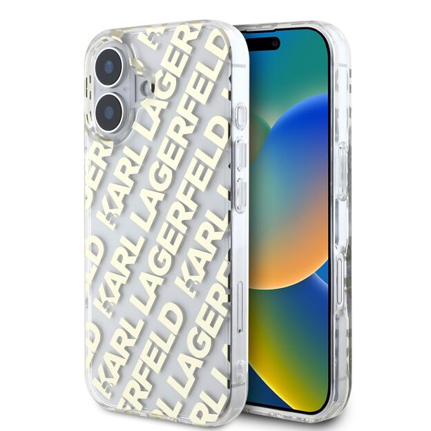 Karl Lagerfeld IML Electroplated Repeated Logo Zadní Kryt pro iPhone 16 Gold