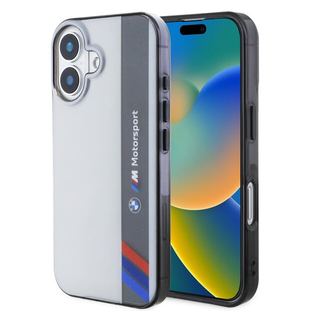 BMW IML Motorsport Vertical Stripe Zadní Kryt pro iPhone 16 Plus Grey