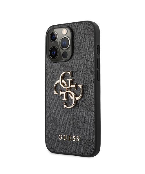 Guess PU 4G Metal Logo Zadní Kryt pro iPhone 13 Pro Max Grey