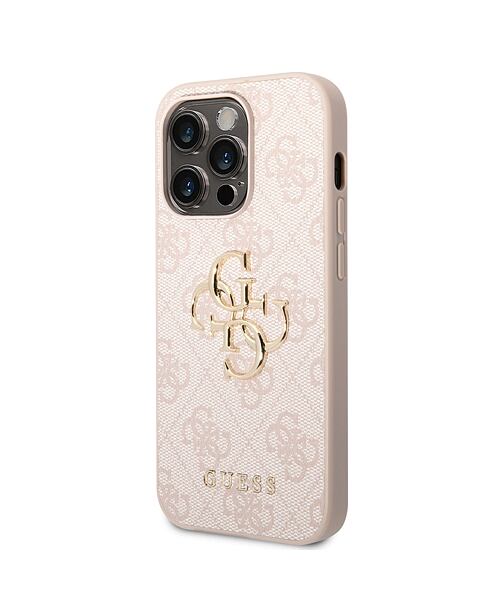 Guess PU 4G Metal Logo Zadní Kryt pro iPhone 14 Pro Max Pink