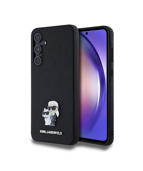 Karl Lagerfeld PU Saffiano Metal Karl and Choupette Zadní Kryt pro Samsung Galaxy A55 5G Black