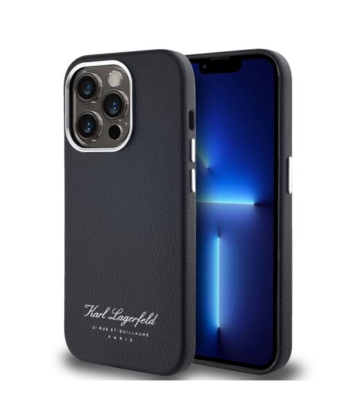 Karl Lagerfeld Grained PU Hotel RSG Zadní Kryt pro iPhone 14 Pro Max Black