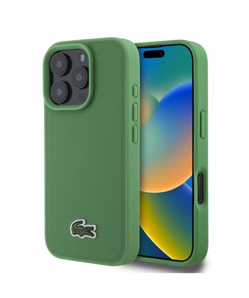 Lacoste Iconic Petit Pique Woven Logo MagSafe Zadní Kryt pro iPhone 16 Pro Max Green