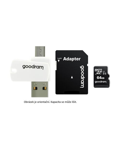 GOODRAM microSDXC karta 64GB M1A4 All-in-one (R:100/W:10 MB/s), UHS-I Class 10, U1 + Adapter + OTG c