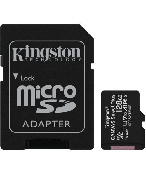 Kingston Canvas Select Plus A1/micro SDXC/128GB/UHS-I U1 / Class 10/+ Adaptér