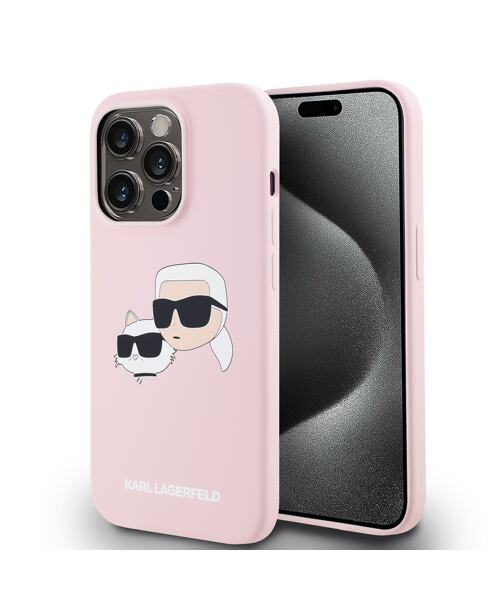 Karl Lagerfeld Liquid Silicone Double Heads Magsafe Zadní Kryt pro iPhone 14 Pro Max Pink