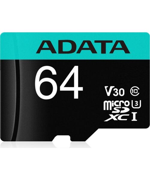 ADATA V30S/micro SDXC/64GB/UHS-I U3 / Class 10/+ Adaptér