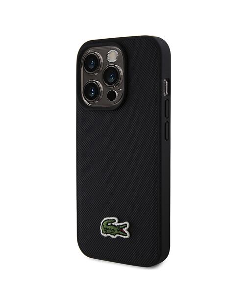 Lacoste Iconic Petit Pique Woven Logo Magsafe Zadní Kryt pro iPhone 15 Pro Max Black