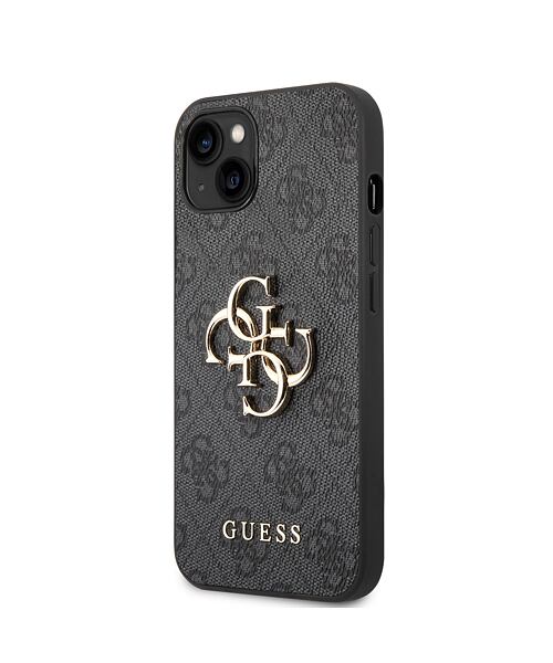 Guess PU 4G Metal Logo Zadní Kryt pro iPhone 14 Grey