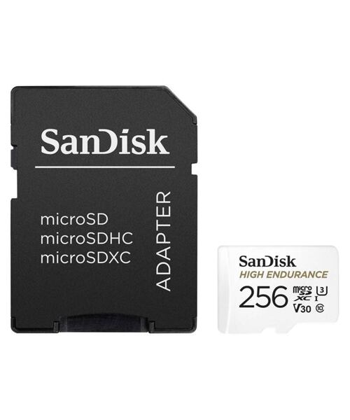 SanDisk High Endurance/micro SDXC/256GB/Class 10/+ Adaptér/Bílá