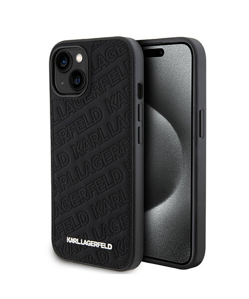 Karl Lagerfeld PU Quilted Pattern Zadní Kryt pro iPhone 15 Black