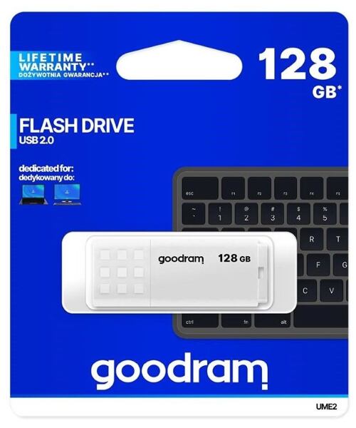 GOODRAM Flash Disk 128GB UME2, USB 2.0, bílá