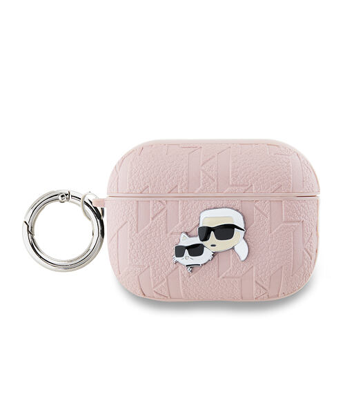 Karl Lagerfeld PU Embossed Karl and Choupette Heads Pouzdro pro AirPods 3 Pink