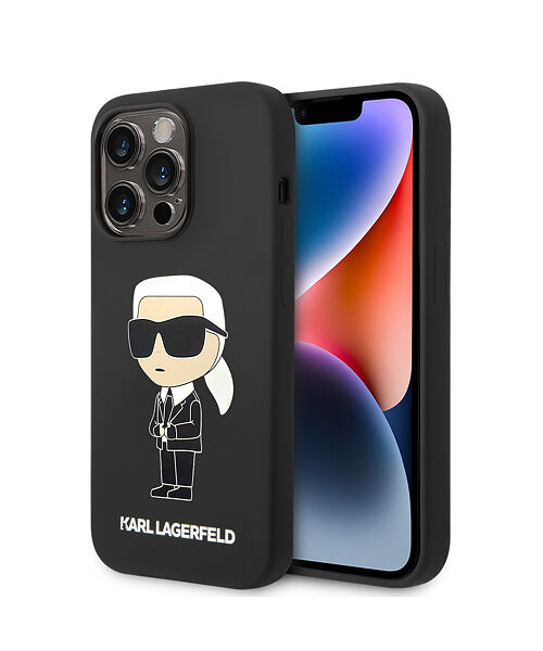 Karl Lagerfeld Liquid Silicone Ikonik NFT Zadní Kryt pro iPhone 15 Pro Black