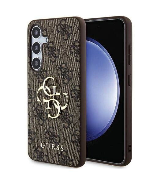 Guess PU 4G Metal Logo Zadní Kryt pro Samsung Galaxy A35 5G Brown