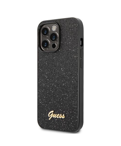 Guess PC/TPU Glitter Flakes Metal Logo Zadní Kryt pro iPhone 14 Pro Max Black