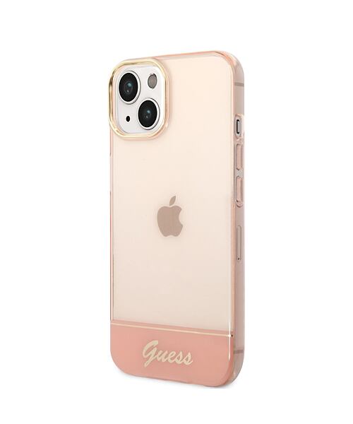 Guess PC/TPU Camera Outline Translucent Zadní Kryt pro iPhone 14 Plus Pink