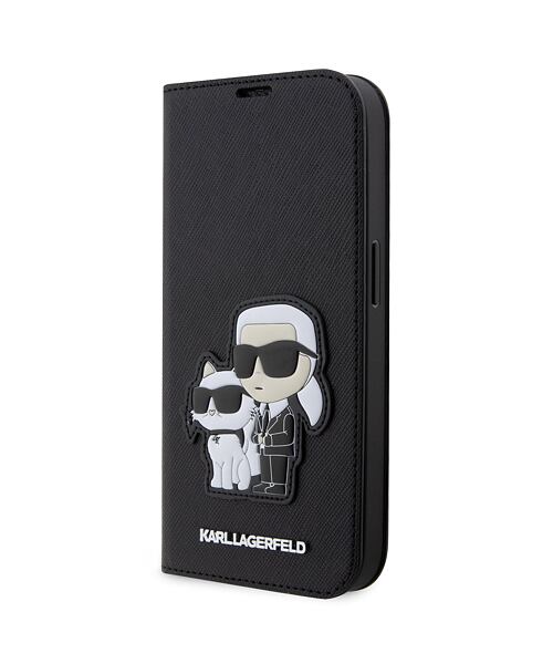 Karl Lagerfeld PU Saffiano Karl and Choupette NFT Book Pouzdro pro iPhone 13 Pro Black