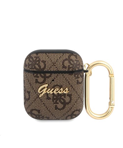 Guess 4G Script PC/PU Pouzdro pro Airpods 1/2 Brown