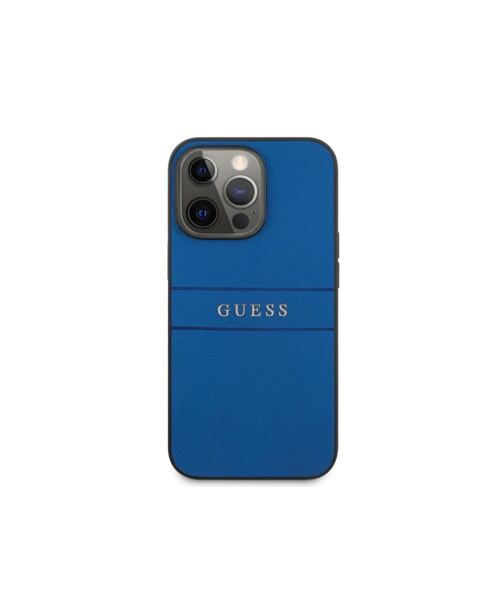 Guess GUHCP13LPSASBBL PU Leather Saffiano Zadní Kryt pro iPhone 13 Pro Blue