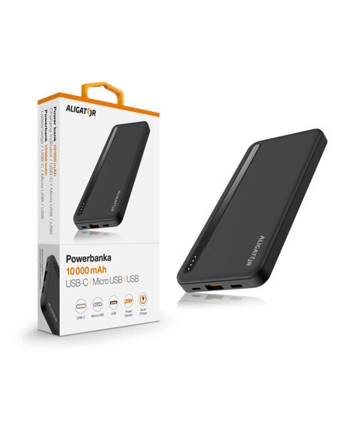 Powerbanka ALIGATOR PBAL1050,10000mAh, Power Delivery 20W, QC18W