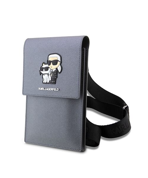 Karl Lagerfeld Saffiano Metal Logo NFT Taška na Telefon Silver