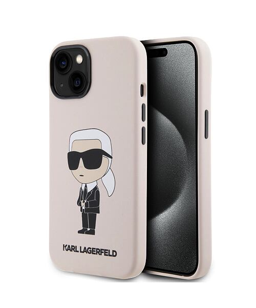 Karl Lagerfeld Liquid Silicone Ikonik NFT Zadní Kryt pro iPhone 15 Pink