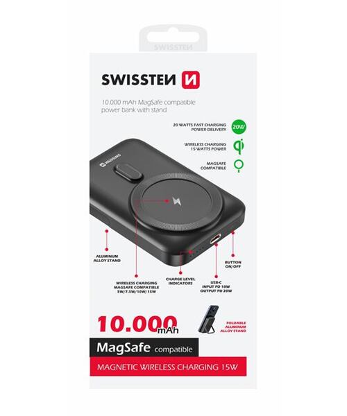 SWISSTEN POWER BANK PD 20W (MagSafe compatible) 10000mAh