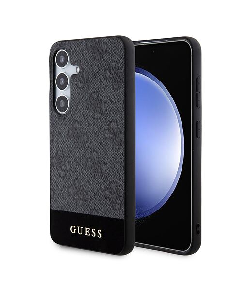 Guess PU 4G Stripe Zadní Kryt pro Samsung Galaxy S24 Grey